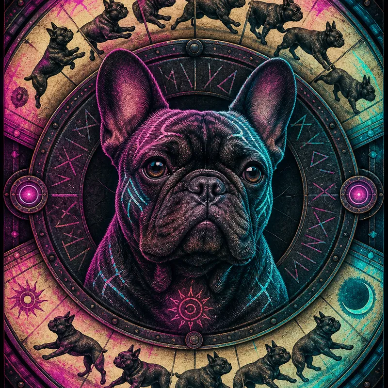 French Bulldog portrait — norse skoll wolf cat