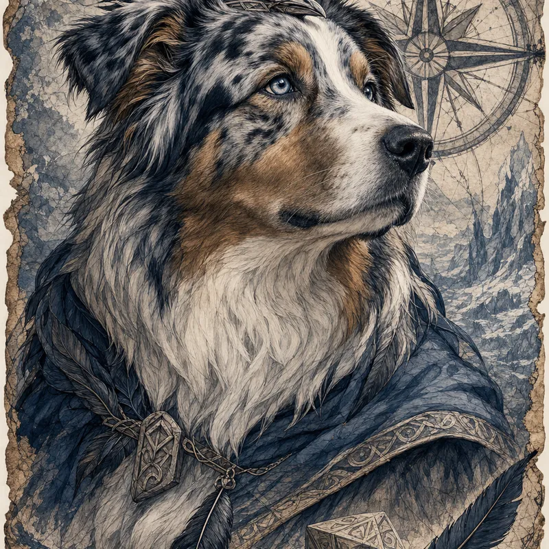 Australian Shepherd portrait — odin s raven dog