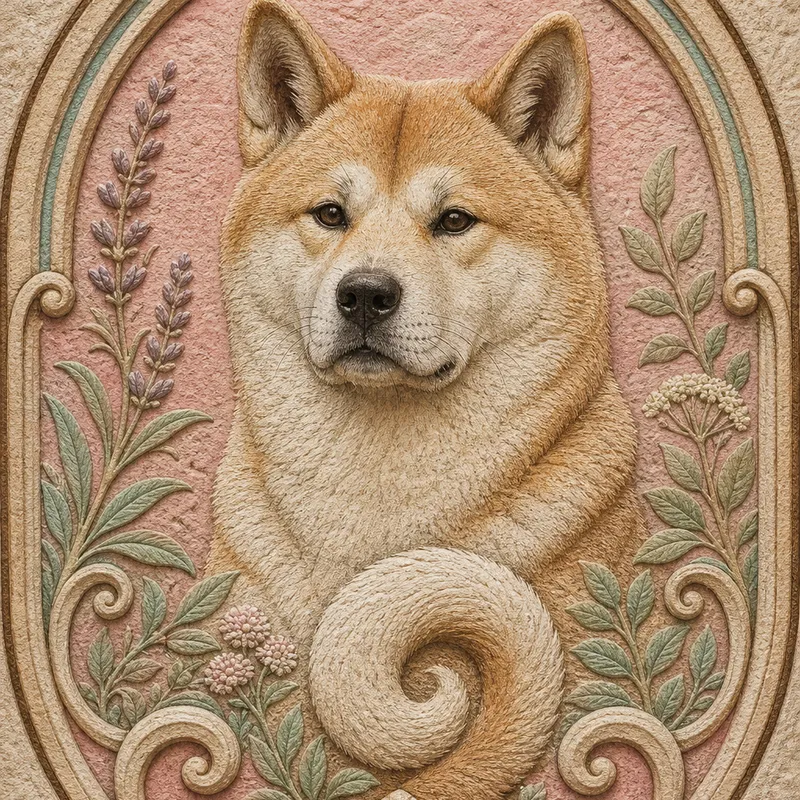 Akita portrait — orkney stone relief paint