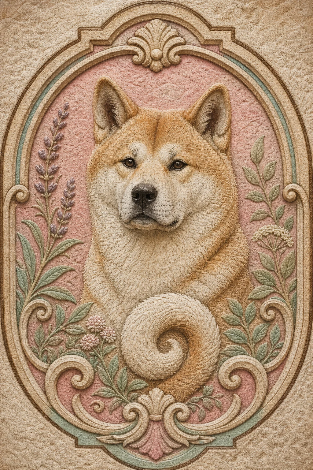 Sora the Akita — Orkney Stone Relief Paint pet portrait