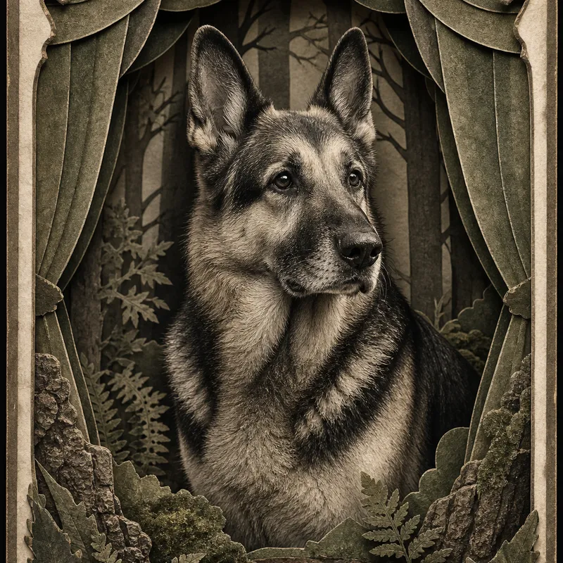 German Shepherd portrait — platinum print