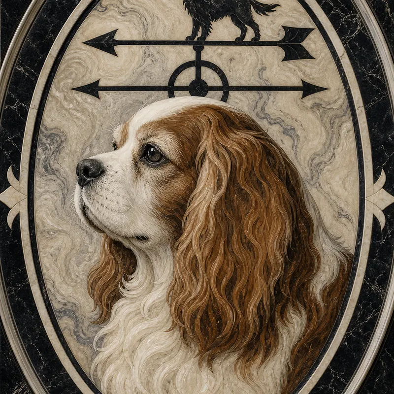 Cavalier King Charles Spaniel portrait — scagliola