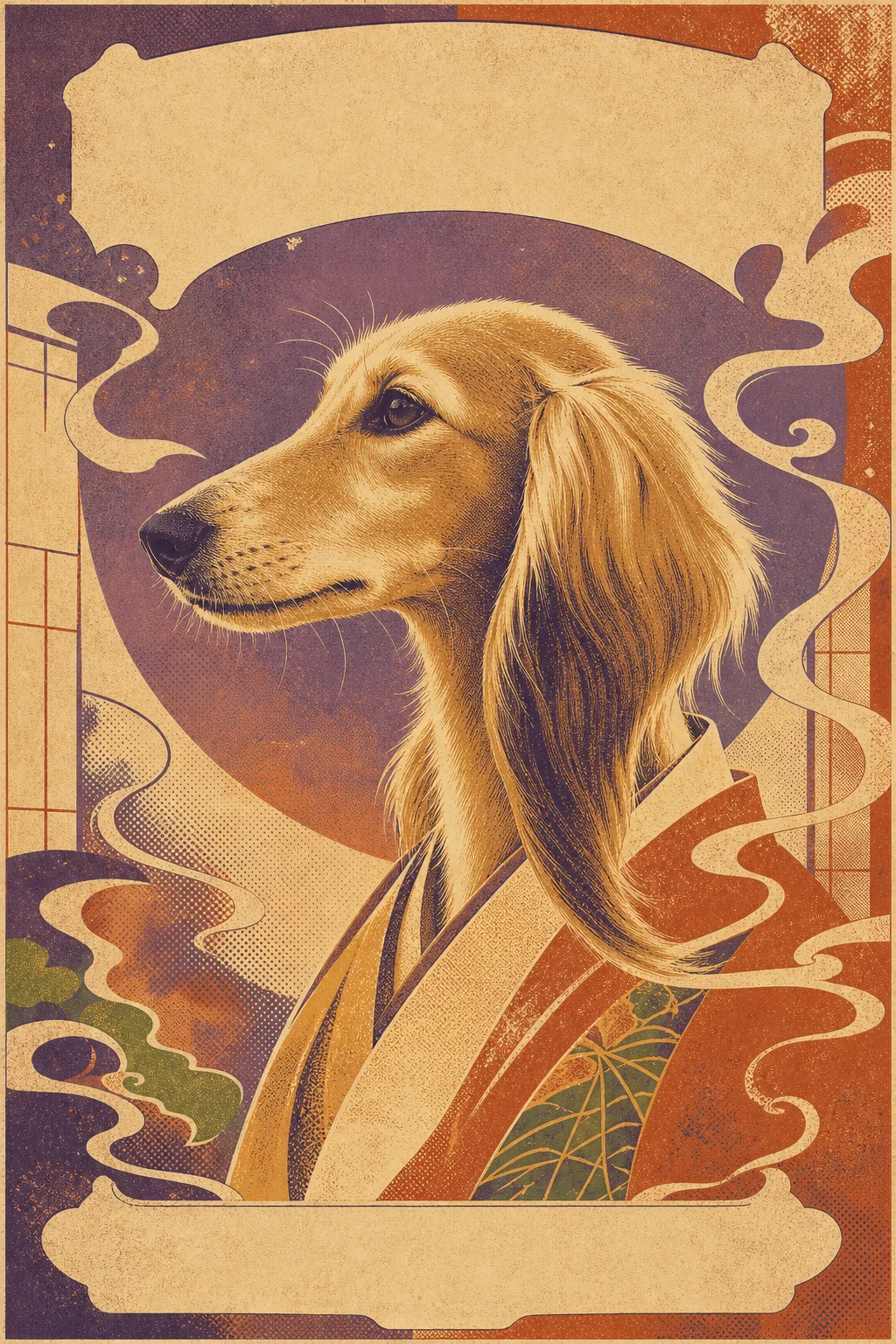 Nara the Saluki — Screenprint Rock Poster pet portrait
