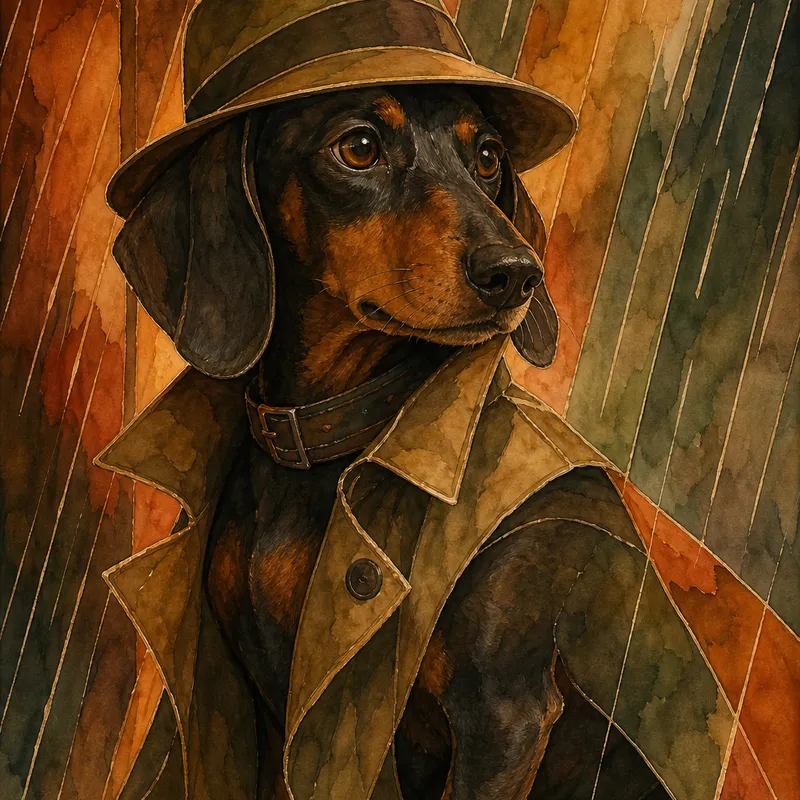 Dachshund portrait — silk painting