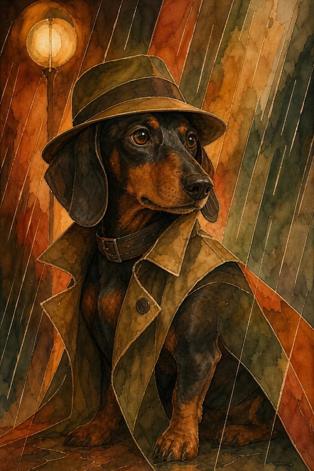 Otto the Dachshund — Silk Painting pet portrait