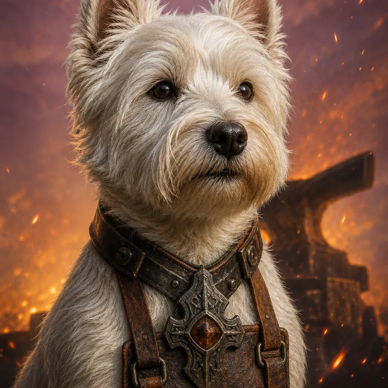 West Highland Terrier portrait — studio canvas realism