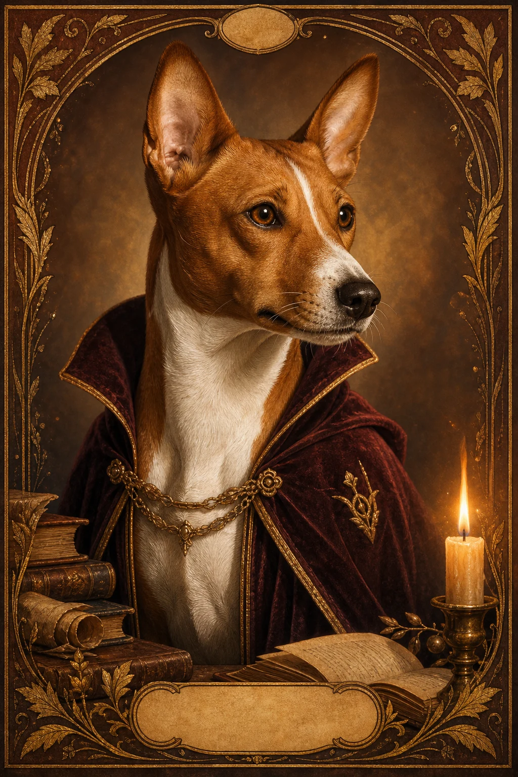 Kito the Basenji — Studio Canvas Realism pet portrait