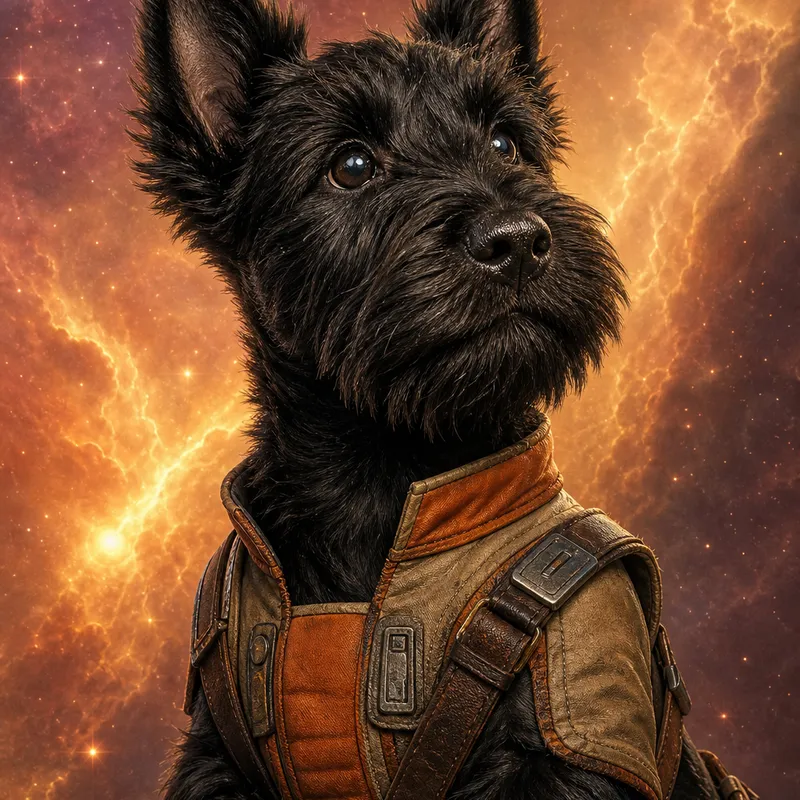 Scottish Terrier portrait — studio canvas realism