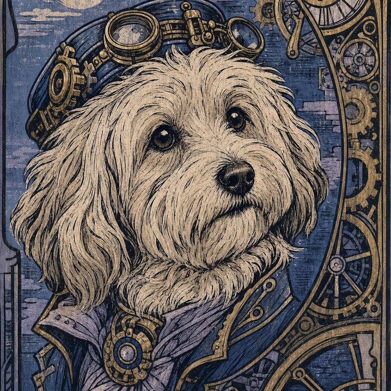 Havanese portrait — vienna secession woodcut