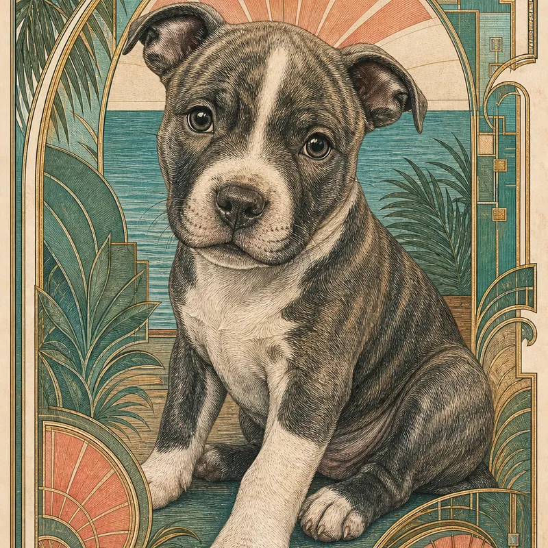 Staffordshire Bull Terrier portrait — vienna secession