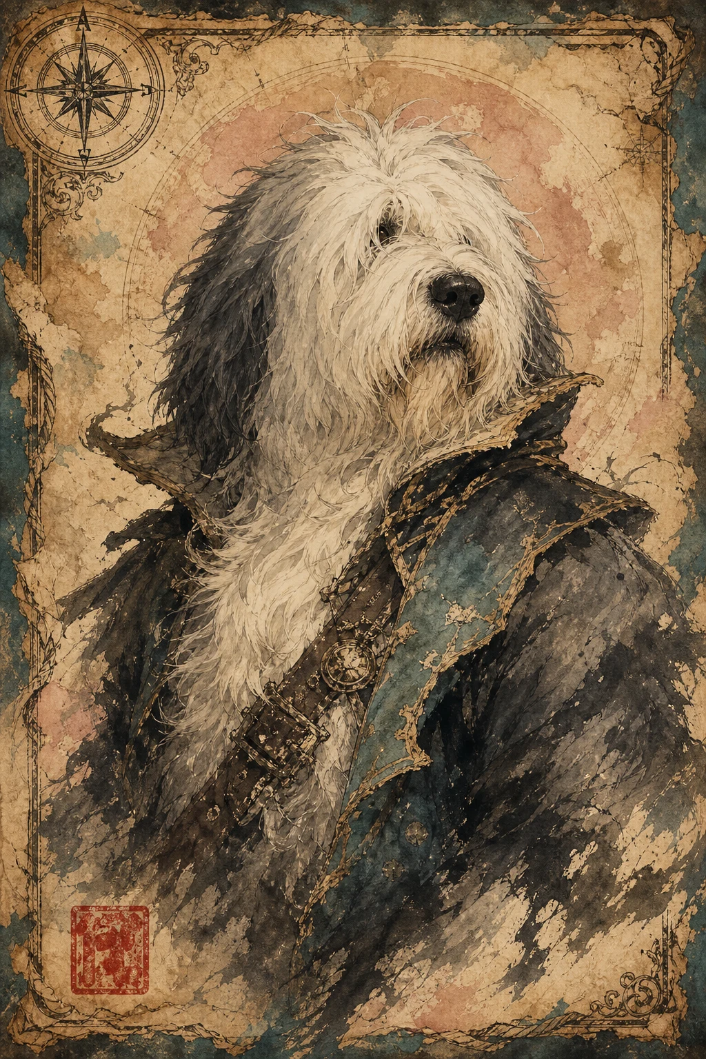 Barnaby the Old English Sheepdog — Zhong Kui Ghost Dog pet portrait